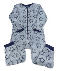 Bielo-tmavomodrý chlpatý overal s hviezdami zn. Mothercare