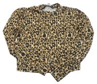 Béžovo-čierne crop tričko s leopardím vzorom River Island