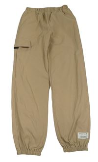 Béžové cuff šusťákové kalhoty Shein