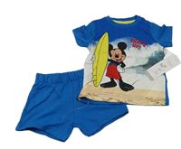 2set - Modré tričko s Mickeym + kraťasy zn. Disney