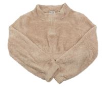 Ružová chlpatá crop mikina OHS