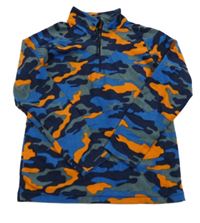 Sivo-modro-oranžová army fleecová funkčná mikina Mountain Warehouse