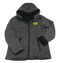 Tmnavošedá melírovaná zateplená prepínaci mikina s nápisom a kapucňou zn. Y.F.K.