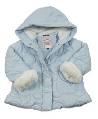 Svetlomodrá šušťáková prešívaná zimná bunda s kapucňou C&A