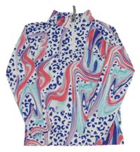 Bielo-fialovo-ružová športová vzorovaná mikina s leopardí vzorom