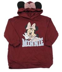 Vínová šatová mikina s Minnie a kapucí H&M
