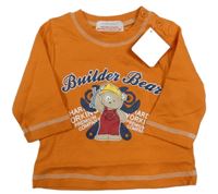 Nové - Oranžové tričko s medvedíkom a nápismi Early Days