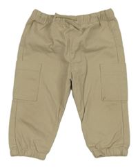 Béžové plátěné cuff cargo kalhoty F&F