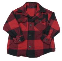 Červeno-čierna kockovaná košeľová bunda Next