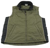 Kaki-tmavomodrá šušťáková zateplená vesta Alive