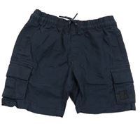 Tmavomodré plátěné cargo kraťasy Next