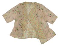 Béžovo-farebný kvetovaný šifónový cardigan Next