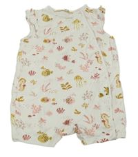 Smetanovo-ružový kraťasový overal s podmořským světem C&A