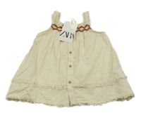 Nové - Béžovo-barevné šaty s výšivkou Zara