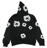 Černo-bílá vzorovaná mikina s kapucí 