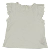 Biele tričko s volániky s madeirou PRIMARK