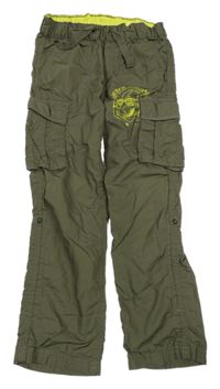 Khaki plátenné cargo nohavice s dinem Kiki&Koko