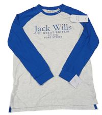 Nové - Sivo-modré tričko s nápisom Jack Wills