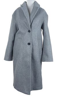 Dámský šedý flaušový kabát Bershka 