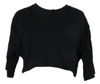 Dámske čierne crop tričko s vreckom Zara