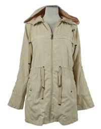 Dámská béžová šusťáková jarní parka s kapucí Defacto 
