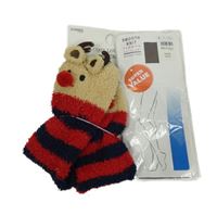 2x Červeno-tmavomodré pruhované chlupaté ponožky + hnědé silonky vel. 37-42