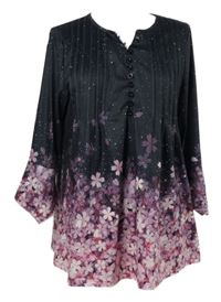 Dámská černo-růžová kytičkovaná halenka
