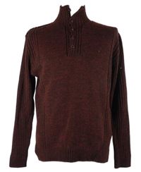 Pánský vínovo-černý melírovaný vlněný svetr se stojáčkem 