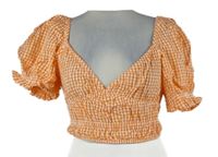 Nové - Dámska oranžovo-biela kockovaná crop blúzka Primark