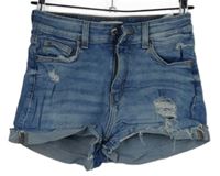 Dámske svetlomodré rifľové kraťasy s vyšúchaním H&M