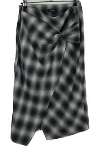 Dámska sivo-tmavomodrá kockovaná midi sukňa Next