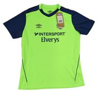 Neonově zeleno-tmavomodré sportovní tričko s potiskem Umbro