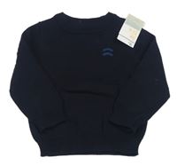 Tmavomodrý ľahký sveter s výšivkou Primark