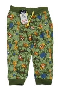 Nové- Khaki tepláky se zvířátky so cute