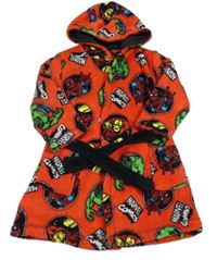 Červený chluatý župan s Avengers a kapucňou George