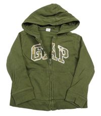Khaki propínací mikina s logem a kapucí GAP