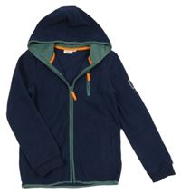 Tmavomodrá fleecová propínací mikina s kapucí kids