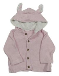 Světlerůžový propínací svetr s kapucí Next