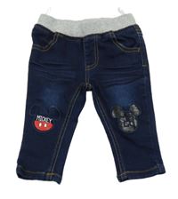 Tmavomodro-šedé teplákové rifle s Mickey Mousem Disney