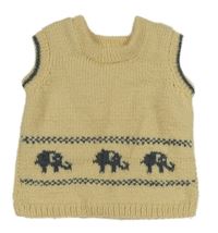 Béžová pletená vesta so slonmi