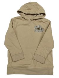 Béžová mikina s potlačou a kapucňou George