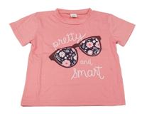 Ružové tričko s okuliarmi a nápismi