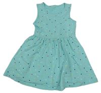 Mintové bavlnené šaty so srdiečkami