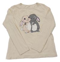 Béžové triko s králíčky H&M