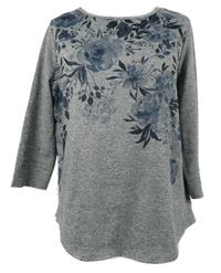 Dámsky sivý sveter s kvetmi Roman