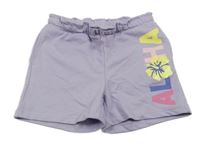 Lila kraťasy s nápisem a květinou Kiki&Koko