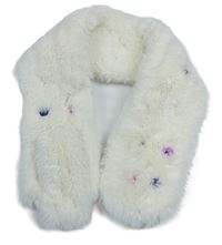 Smetanová chlupatá šála s knoflíky 