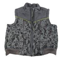 Tmavošedo-vzorovaná šušťáková zateplená vesta Mothercare