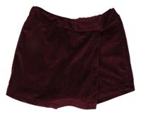 Vínové zamatové sukňové kraťasy