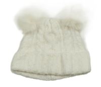 Smetanová pletená čepice s bambulemi F&F